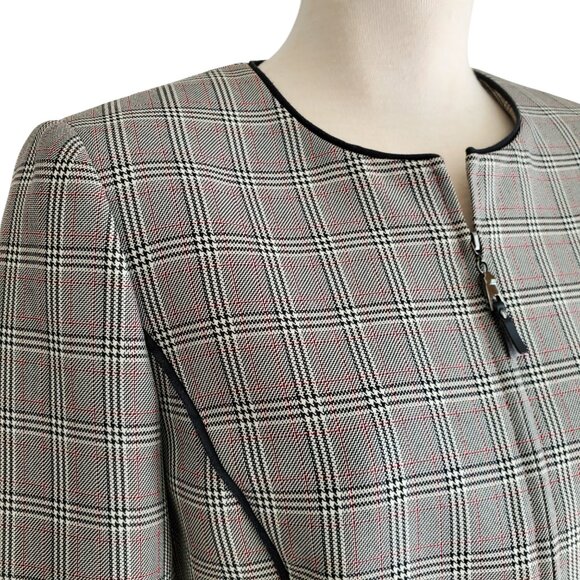 Tahari ASL Zip Front Plaid Skirt Suit with Peplum Size 4 - Picture 3 of 16